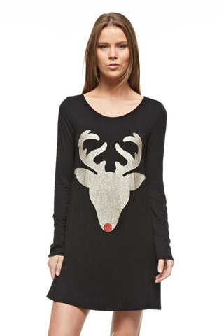 Glitter Reindeer Tunic - Black - Kids sizes to 3XL - Blue Chic Boutique
 - 3