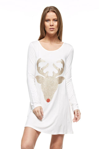 Glitter Reindeer Tunic - White - Kids sizes to 3XL - Blue Chic Boutique
 - 2