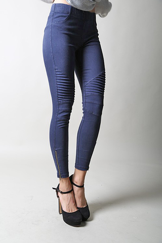 Moto Leggings - Midnight Blue - Blue Chic Boutique
 - 1