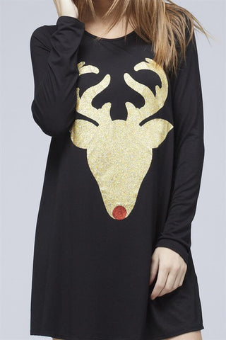 Glitter Reindeer Tunic - Black - Kids sizes to 3XL - Blue Chic Boutique
 - 9