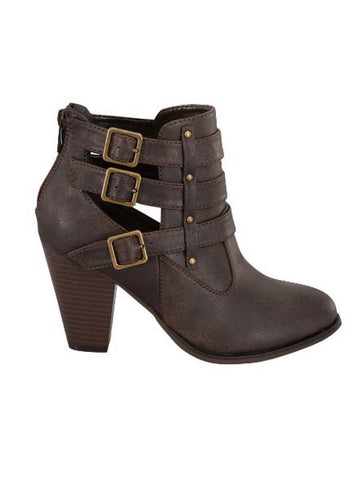 Buckle Ankle Boots - Brown - Blue Chic Boutique
 - 1