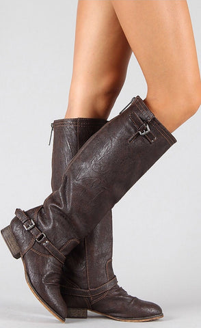 Double Buckle Boots - Brown - Blue Chic Boutique
 - 1