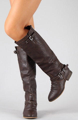 Double Buckle Boots - Brown - Blue Chic Boutique
 - 2