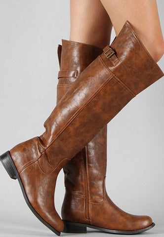Tall Riding Boots - Tan - Blue Chic Boutique
 - 1