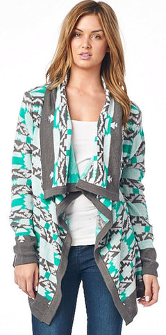 Cool Weather Cardigan - Gray and Mint - Blue Chic Boutique
 - 2